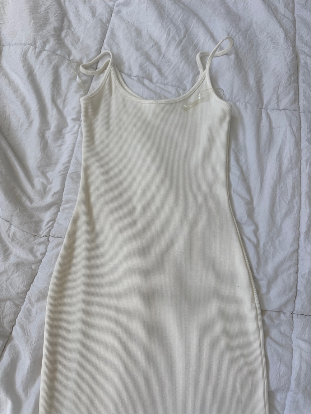 Meshki Cream Ribbed Midi Slip Dress
